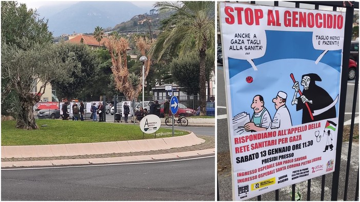 Sostegno alla rete Sanitari per Gaza: presidio davanti al Santa Corona e al San Paolo Sostegno alla rete Sanitari per Gaza: presidio davanti al Santa Corona e al San Paolo