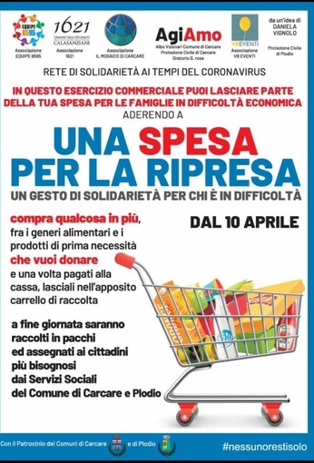 Coronavirus: “Una spesa per la ripresa”, un’iniziativa solidale a Carcare e Plodio Coronavirus: “Una spesa per la ripresa”, un’iniziativa solidale a Carcare e Plodio