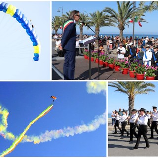 Albenga festeggia la Repubblica con un tricolore dal cielo: lo spettacolo dei paracadutisti (FOTO)