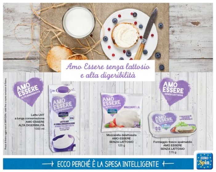 "Amo Essere" è la nuova linea di Eurospin pensata per chi ha problemi con il glutine e il lattosio