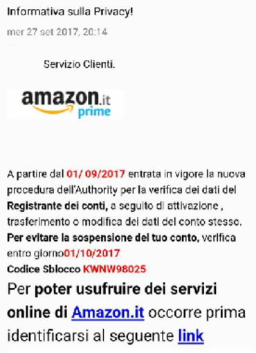 Truffe online. Anche Amazon nel mirino degli hacker con la finta richiesta di "sblocco del proprio conto"