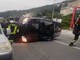 Spotorno, auto cappottata sul rettilineo del Merello: intervento dei vigili del fuoco (VIDEO)