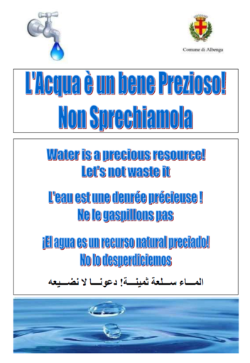 "L’acqua è un bene prezioso! Non sprechiamola", in arrivo un cartello sulle spiagge di Albenga