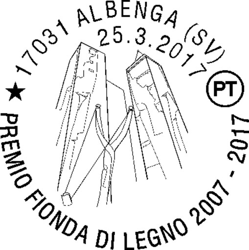 Albenga, annullo filatelico e cartolina di Poste Italiane per il Premio Fionda