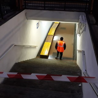 Sottopasso della stazione di San Giuseppe di Cairo allagato