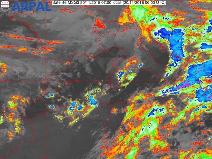 Nell'immagine lo scatto del satellite sul bacino del Mediterraneo alle ore 7