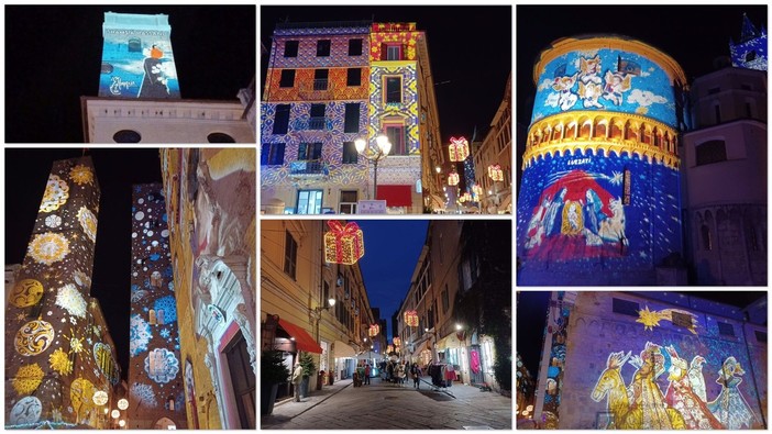 Ad Albenga si è acceso il Natale con le magiche proiezioni architetturali (FOTO e VIDEO)