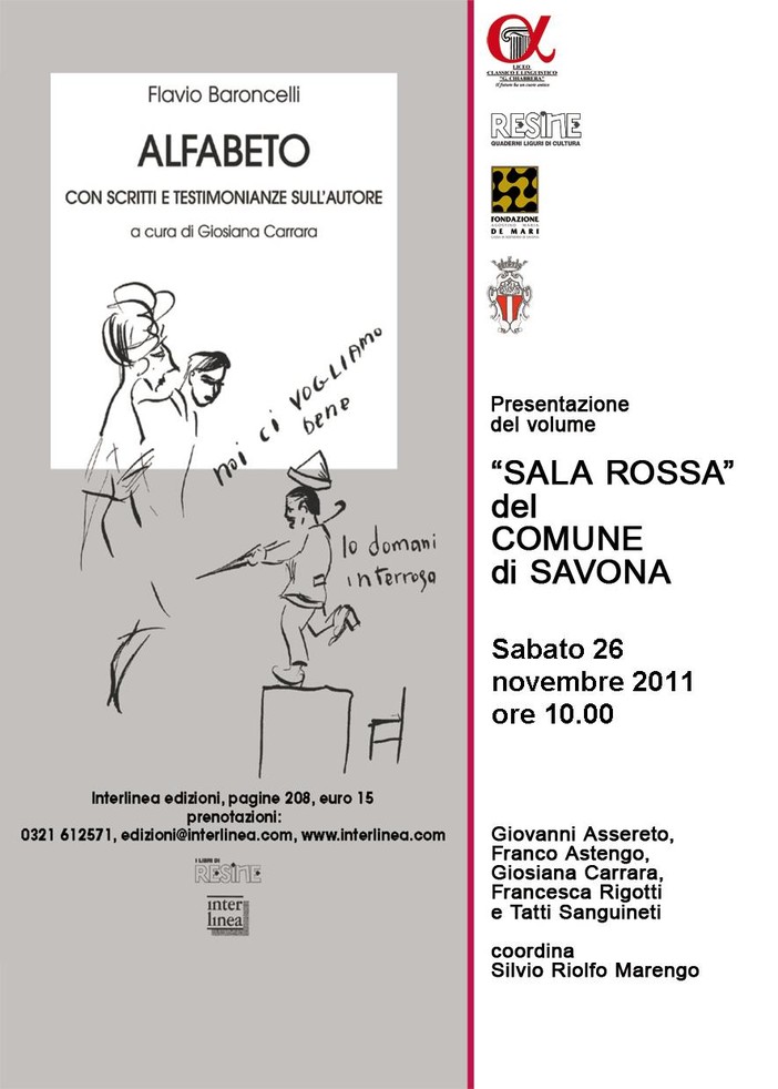 Savona: presentazione del volume "Alfabeto" di Flavio Baroncelli in Sala Rossa