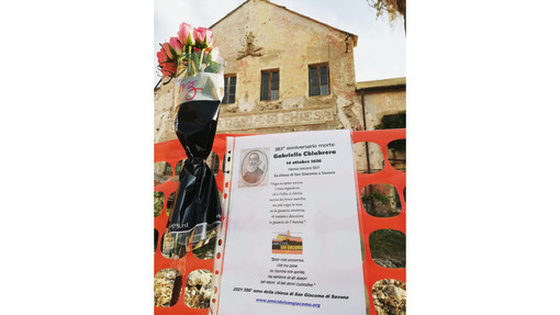 383esimo anniversario dalla morte di Chiabrera: gli "Amici del San Giacomo" omaggiano il poeta 383esimo anniversario dalla morte di Chiabrera: gli "Amici del San Giacomo" omaggiano il poeta