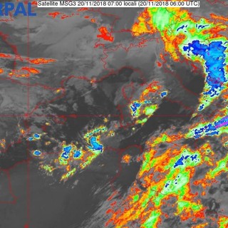 Nell'immagine lo scatto del satellite sul bacino del Mediterraneo alle ore 7