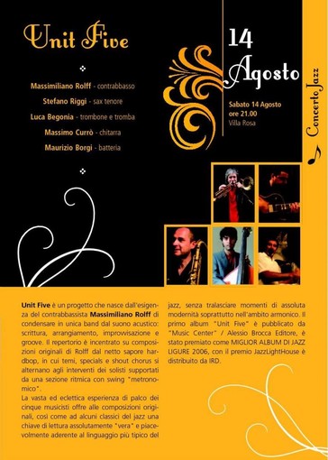 Altare: domani sera "Unit Five" in concerto