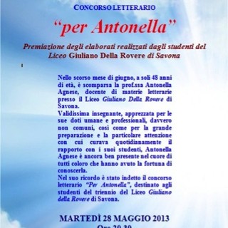 Savona, martedì 28 premiazione del concorso letterario "Per Antonella"