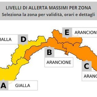 Cambia l’allerta meteo per temporali diramata da Arpal: arancione sulle zone B - C- E
