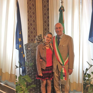 Nelle foto, da sinistra: Monserrate Lopez, Birca e Chistol con il sindaco Marco Melgrati Nelle foto, da sinistra: Monserrate Lopez, Birca e Chistol con il sindaco Marco Melgrati