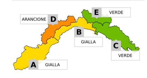 Maltempo: allerta meteo gialla sulla costa savonese, arancione in Val Bormida