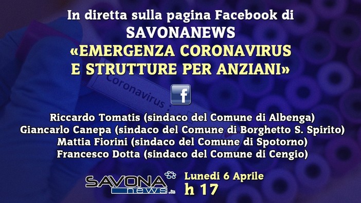 Savonanews in diretta: oggi parliamo di Emergenza Coronavirus nelle residenze protette e case di riposo Savonanews in diretta: oggi parliamo di Emergenza Coronavirus nelle residenze protette e case di riposo