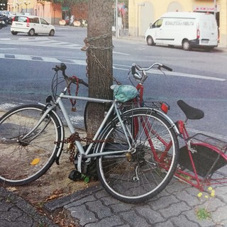 Albenga, polizia locale rimuove biciclette abbandonate (FOTO)