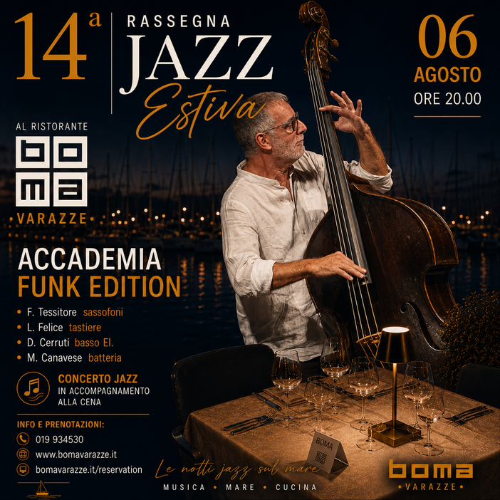 Jazz sul mare: al Boma di Varazze arriva l'Accademia Funk Edition