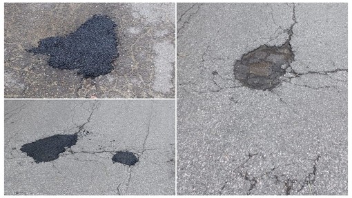 Savona, in Via alla Strà residenti al lavoro tappano le buche sulla strada