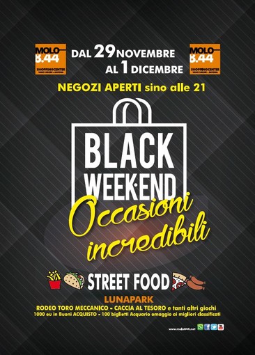 Al Molo 8.44 sbarca il “Black Weekend” per tre giorni di sconti imperdibili