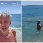 Varigotti, Bruno Barbieri inaugura la stagione con un tuffo in mare, tra ironia e acqua fredda