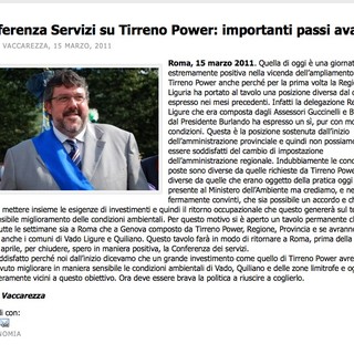 Conferenza Servizi su Tirreno Power: per Vaccarezza "importanti passi avanti"