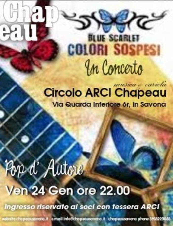 Savona, venerdì Blue Scarlet in concerto Savona, venerdì Blue Scarlet in concerto