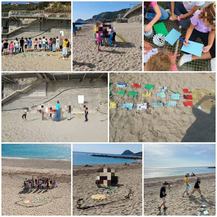 Bergeggi, i bambini della scuola Primaria ripuliscono la spiaggia Bergeggi, i bambini della scuola Primaria ripuliscono la spiaggia