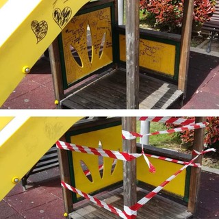 Borghetto, cancellati gli imbrattamenti nei parchi cittadini. Il sindaco Canepa: &quot;Pessimo esempio di inciviltà&quot; (FOTO)