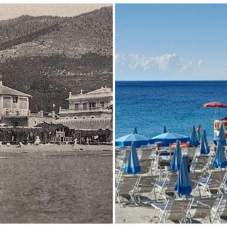 I bagni Cerutti a Spotorno in una foto dei primi anni di attività e come sono oggi