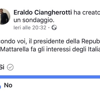 Ciangherotti (FI): "In un mio sondaggio Facebook, il 91% è contro Mattarella. Coraggio, insieme bisogna reagire"