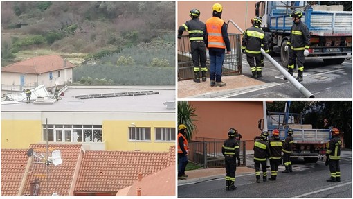 Il forte vento sferza Tovo: danni alla Scuola dell'infanzia, in via Accame e al campanile di San Giacomo (FOTO)