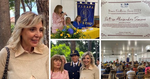 Albenga, il Questore Alessandra Simone: "Grata a Fidapa per il Premio Eccellenza Donna 2023" (FOTO e VIDEO) Albenga, il Questore Alessandra Simone: "Grata a Fidapa per il Premio Eccellenza Donna 2023" (FOTO e VIDEO)