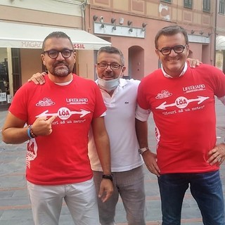 Ripamonti e Centinaio a Loano assieme a Brunello Brunetto nel settembre del 2020