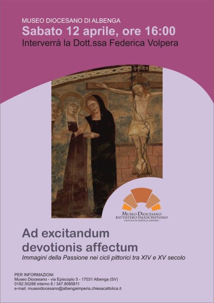 Albenga, domani conferenza del Museo Diocesano dal titolo "Ad excitandum devotionis affectum” Albenga, domani conferenza del Museo Diocesano dal titolo "Ad excitandum devotionis affectum”