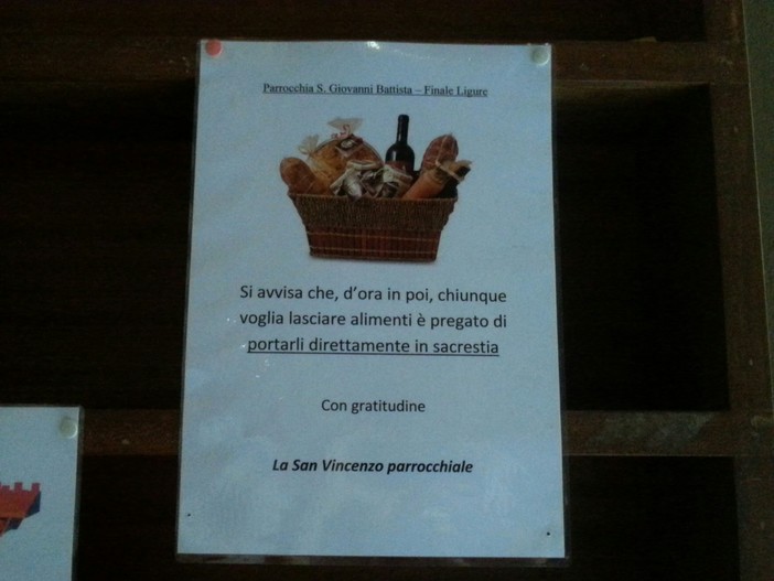 Finale: rubano cibo destinato ai poveri, la Chiesa costretta a cambiare location