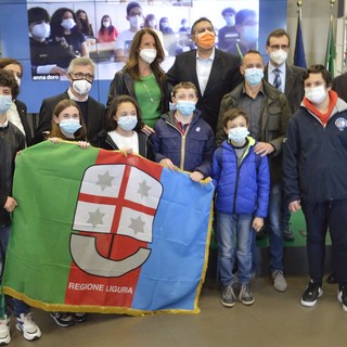 La bandiera della Regione al giovane Alfiere della Repubblica di Campomorone, Diego Barbieri (VIDEO e FOTO)