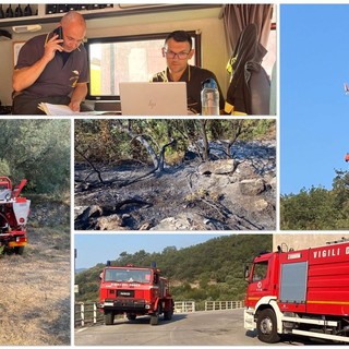 Incendio ad Arnasco: finora bruciati 50 ettari di bosco, proseguono le operazioni di spegnimento (FOTO e VIDEO)