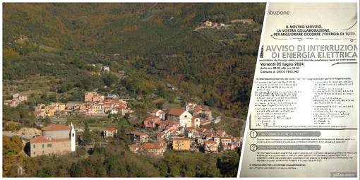 Orco Feglino, lavori sulla linea elettrica: paese al buio per oltre mezza giornata Orco Feglino, lavori sulla linea elettrica: paese al buio per oltre mezza giornata