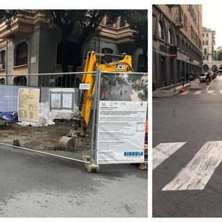 Savona, il cantiere di Corso Italia si "allarga" a via Battisti e ostruisce la vista ai pedoni: rimossi i pannelli