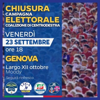 Ultime ore di campagna elettorale, domani evento di chiusura del centrodestra a Genova