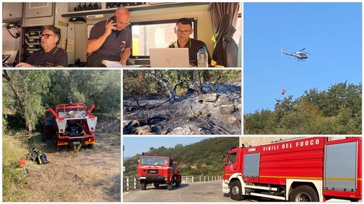 Incendio ad Arnasco: finora bruciati 50 ettari di bosco, proseguono le operazioni di spegnimento (FOTO e VIDEO)