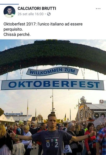 Calcio, Borgio Verezzi. Marco Calò sbeffeggia i tedeschi all'ingresso dell'Oktoberfest e viene esaltato da "Calciatori Brutti"