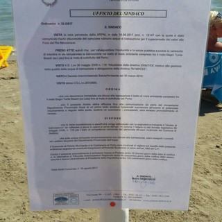 Analisi ARPAL ok, il sindaco Demichelis revoca l'ordinanza di divieto di balneazione