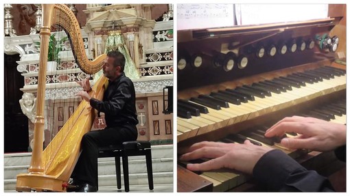 Altare, un successo di pubblico il concerto di arpa e organo del duo Pellini-Burani