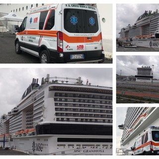 Covid, in porto la Msc Grandiosa, in corso le operazioni di sbarco di 19 positivi a Genova