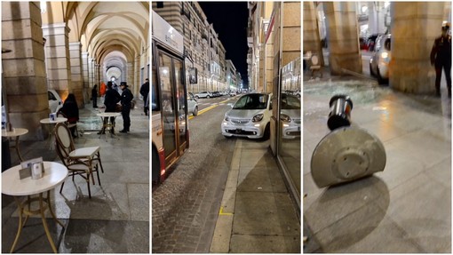Savona, paura in via Paleocapa: auto in manovra sfonda un dehor (FOTO)