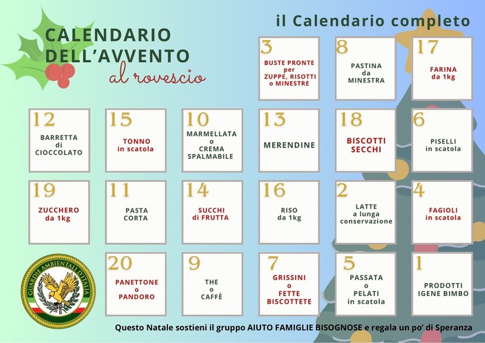 Gadit Savona, da quest’anno il Primo “Calendario dell’Avvento al Rovescio” Gadit Savona, da quest’anno il Primo “Calendario dell’Avvento al Rovescio”