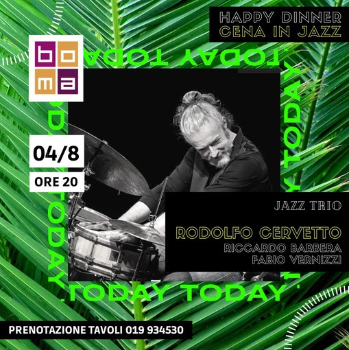 Varazze, il 4 agosto cena in jazz al ristorante Boma con Rodolfo Cervetto e il suo trio