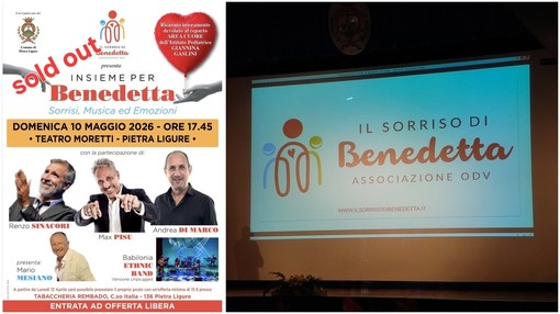 Pietra Ligure, teatro Moretti sold out per “Insieme per Benedetta” Pietra Ligure, teatro Moretti sold out per “Insieme per Benedetta”